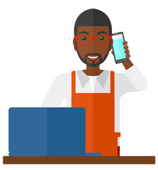 Florist taking order.