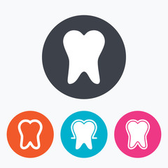 Tooth enamel protection icons. Dental care signs