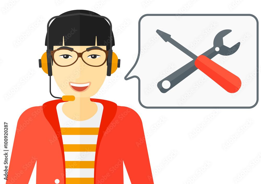 Poster operator of technical support.