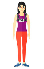 Fototapeta premium Woman with camera on chest.