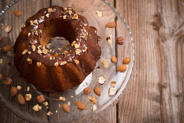 cake on old wooden background