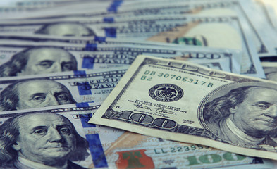 Money closeup . american hundred dollar bills . Business concept