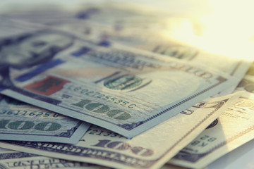 Money closeup . american hundred dollar bills . Business concept