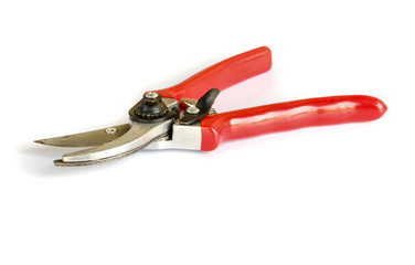Red garden pruner.