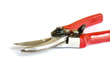 Red garden pruner.
