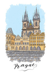 Obraz premium Hand drawn series of vacation travel invitations card or flayers