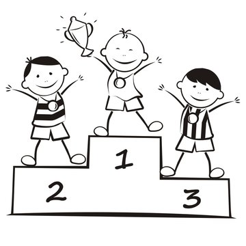 Winners on the podium, coloring book