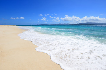 Fototapeta na wymiar 沖縄の美しいビーチと爽やかな空