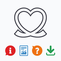 Heart ribbon sign icon. Love symbol.