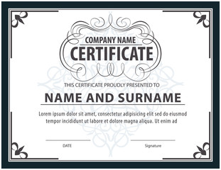 horizontal certificate template,diploma,Letter size ,vector