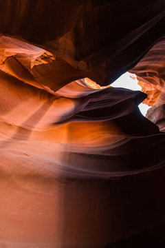 View of Upper antelope canyon in the Navajo Arizona USA with under exposure