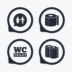 Toilet paper icons. Gents and ladies room.