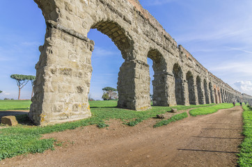 Fototapeta na wymiar The ancient Aqueduct in Rome