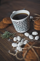 A glass of coffee with biscuits 5092.