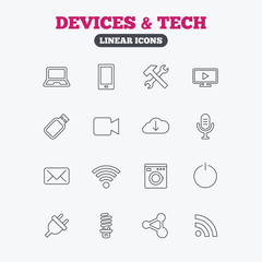 Devices and technologies icons. Usb, wi-fi.