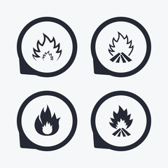 Fire flame icons. Heat signs.