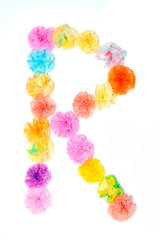 “R” Alphabet flowers made from paper craftwork