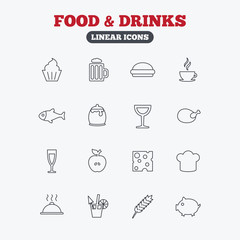Food and Drinks icon. Beer, coffee and cocktail.