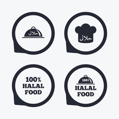 Halal food icons. Natural meal symbol.