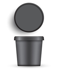 Plastic Bucket : Ice cream or Yogurt Container : Vector Illustration