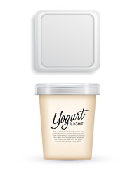 Plastic Bucket : Ice cream or Yogurt Container : Vector Illustration