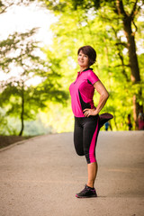 Senior woman warming up