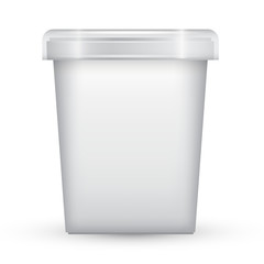 Plastic Bucket : Ice cream or Yogurt Container : Vector Illustration