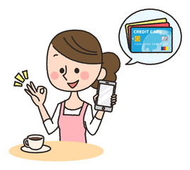 スマホ　クレジットカード　女性