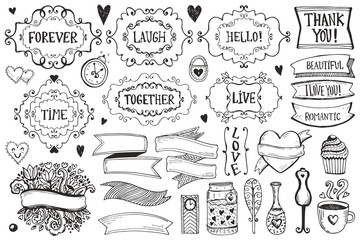 Set of vintage sketch elements