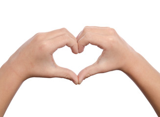 hands in the form of heart isolated on white background