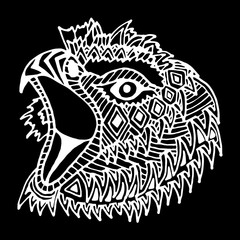Hand drawn eagle head painted doodle, zentangle