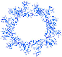 Fototapeta na wymiar vector watercolor blue floral frame