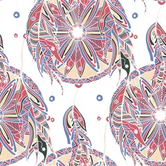  kleur naadloos patroon dromenvanger met veren © NatliyaDesigner
