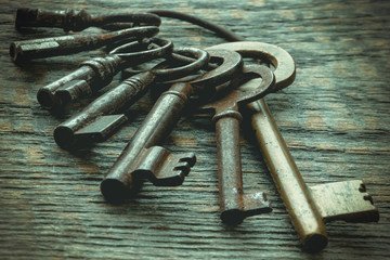  Old keys on a metallic ring