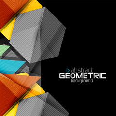 Vector color geometric shapes on black background