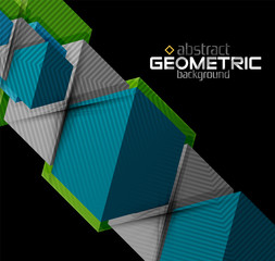 Textured paper geometric shapes on black