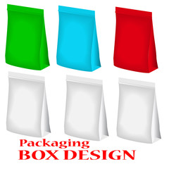 White Mock Up Blank Foil  Bag Packaging.