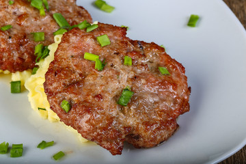 Cutlet with mushed potato