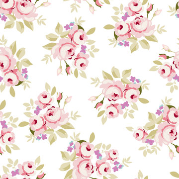 Floral pattern with little pink roses