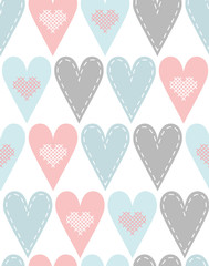 Pattern with pastel hearts