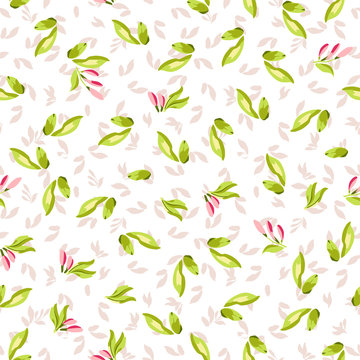 Seamless Pattern with little pink flowers