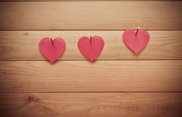 Valentines Day.Heart on wooden background