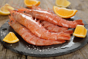 Raw langoustines