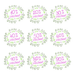 Vector Set of Sketch Discount Tags
