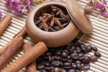 Fennel, coffee beans, cinnamon and wild flower