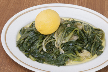wild greens with lemon and olive oil