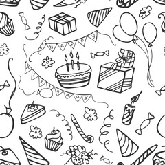 Doodle pattern happy birthday