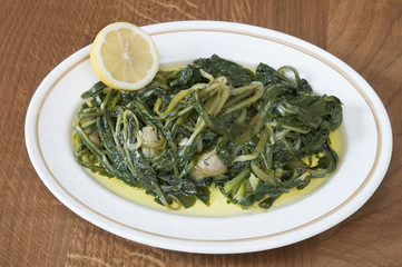 wild greens with lemon and olive oil