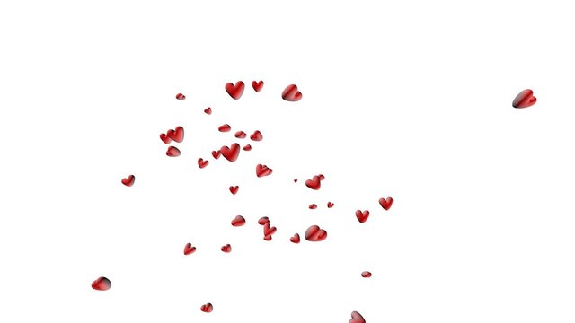 Fliegende rote 3D-Herzen auf weißem Hintergrund – Animation / Film / Video