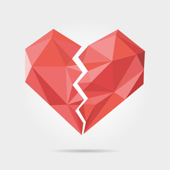 Polygonal Broken Heart in Vector